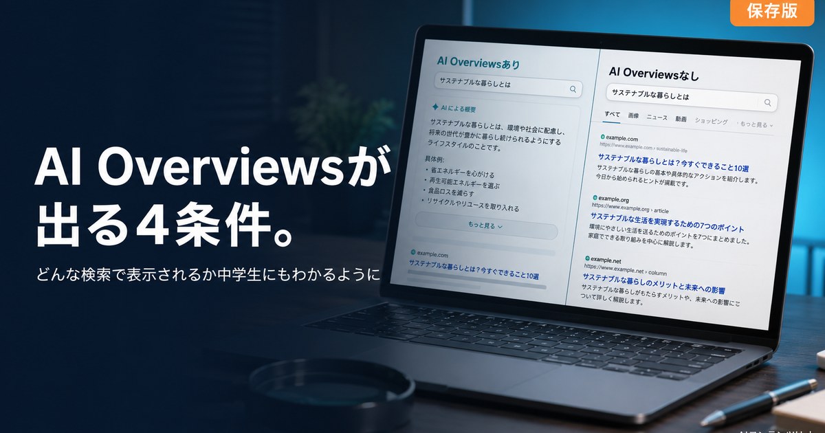 AI Overviews 出る条件 完全ガイドのアイキャッチ