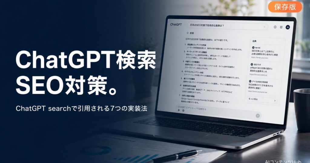 ChatGPT 検索 SEO 対策のアイキャッチ