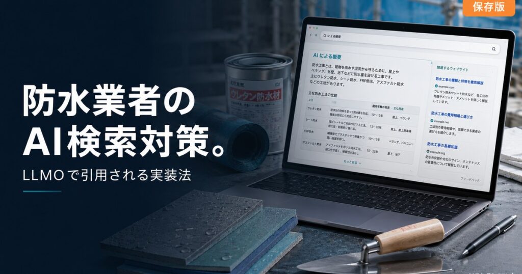 防水業者のAI検索 LLMO 対策のアイキャッチ