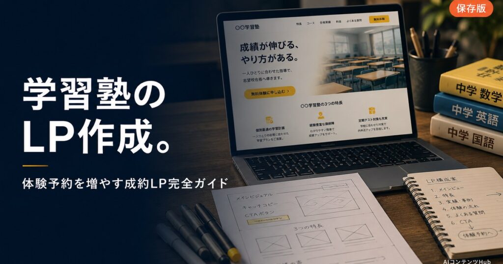 学習塾 LP作成 完全ガイドのアイキャッチ